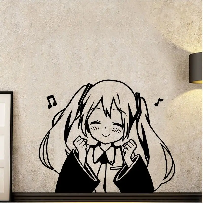 

Hatsune Miku Cute Wall Sticker MIKU Cartoon Chassis Computer Host Wardrobe Wall anime Waterproof Car Sticker