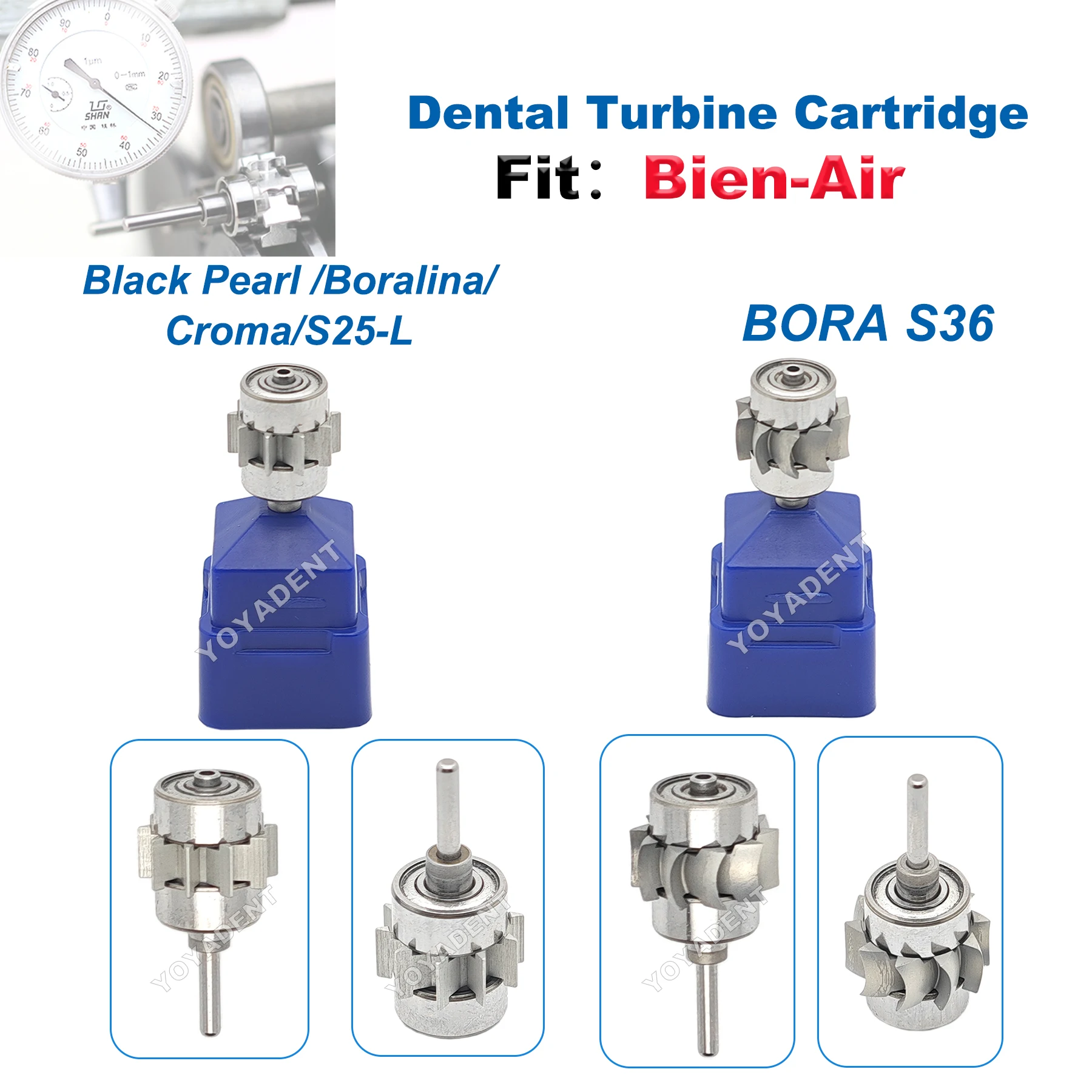 

Dental Turbine Cartridge Air Rotor Fit Bien-Air Black Pearl /Boralina/ Croma/S25-L/BORA S36 High Speed Handpiece