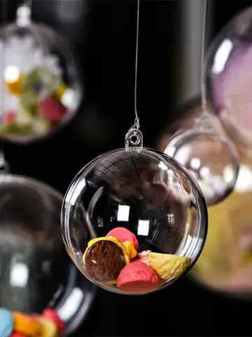 1/12 pezzi fai da te palline vuote di plastica di Natale trasparente riempibile pallina albero di Natale ornamenti appesi decorazioni per scatole regalo per feste a casa
