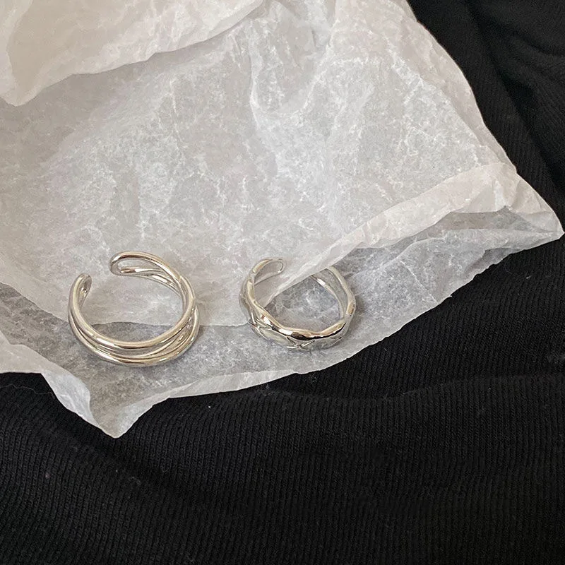 Simple Silver Color Metal Open Rings for Women Geometry Uneven Charms Ring Party Adjustable Statement Jewelry Gift