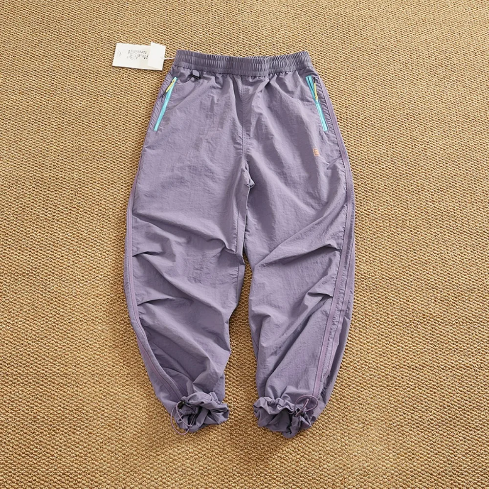 Quick-drying breathable American-style work pants for men, loose feet, drawstring, and casual pants