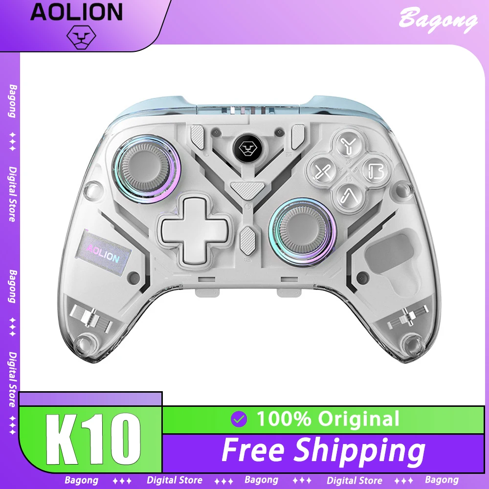 

Aolion K10 Wireless Gamepad Three Mode Hall Trigger Joystick RGB Controller With Charging Base For Switch PC Gamer Accessories