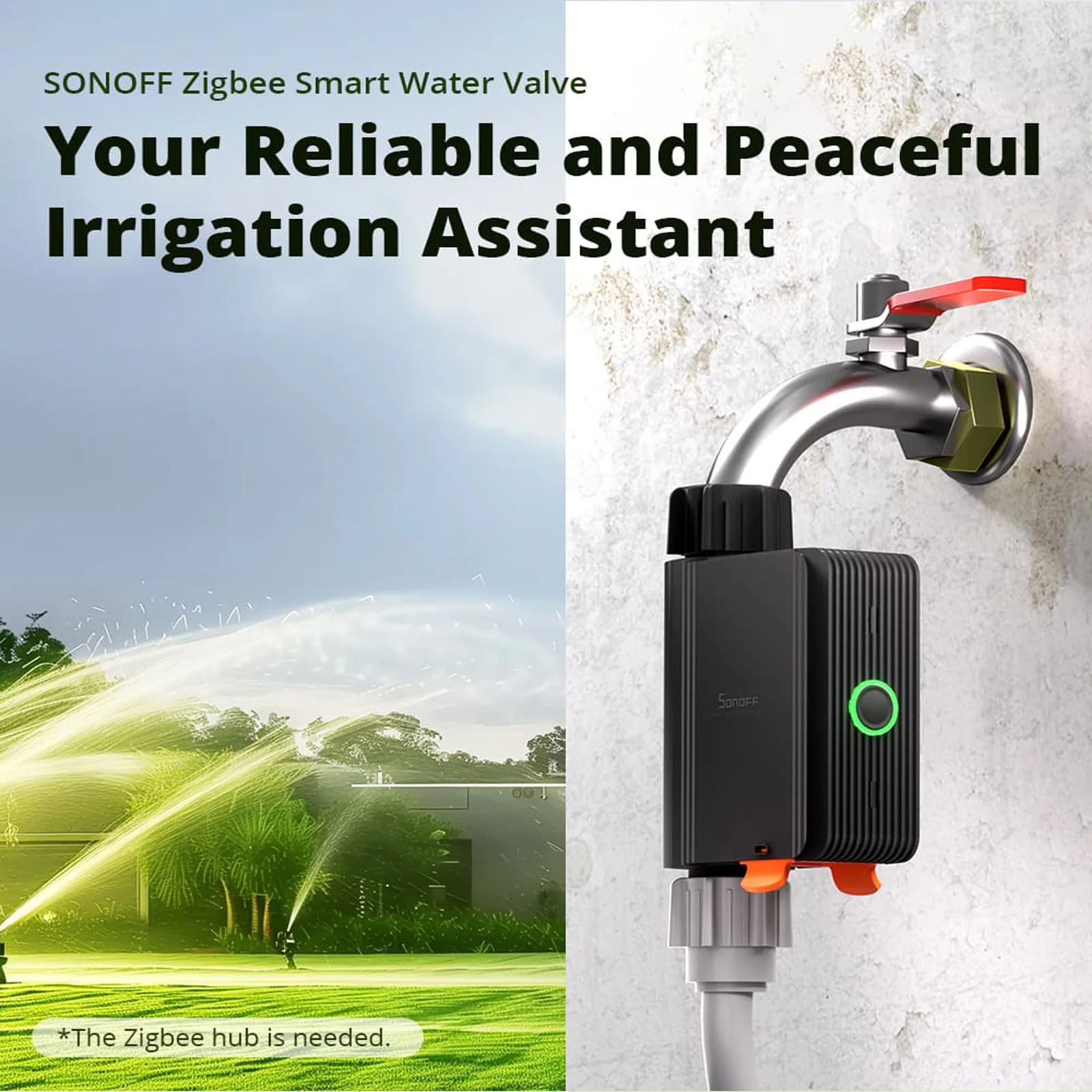 SONOFF SWV Zigbee Smart Water Valve IP55 Automatic Irrigation Easy Install Remote Control Time Schedule via eWeLink Alexa Google