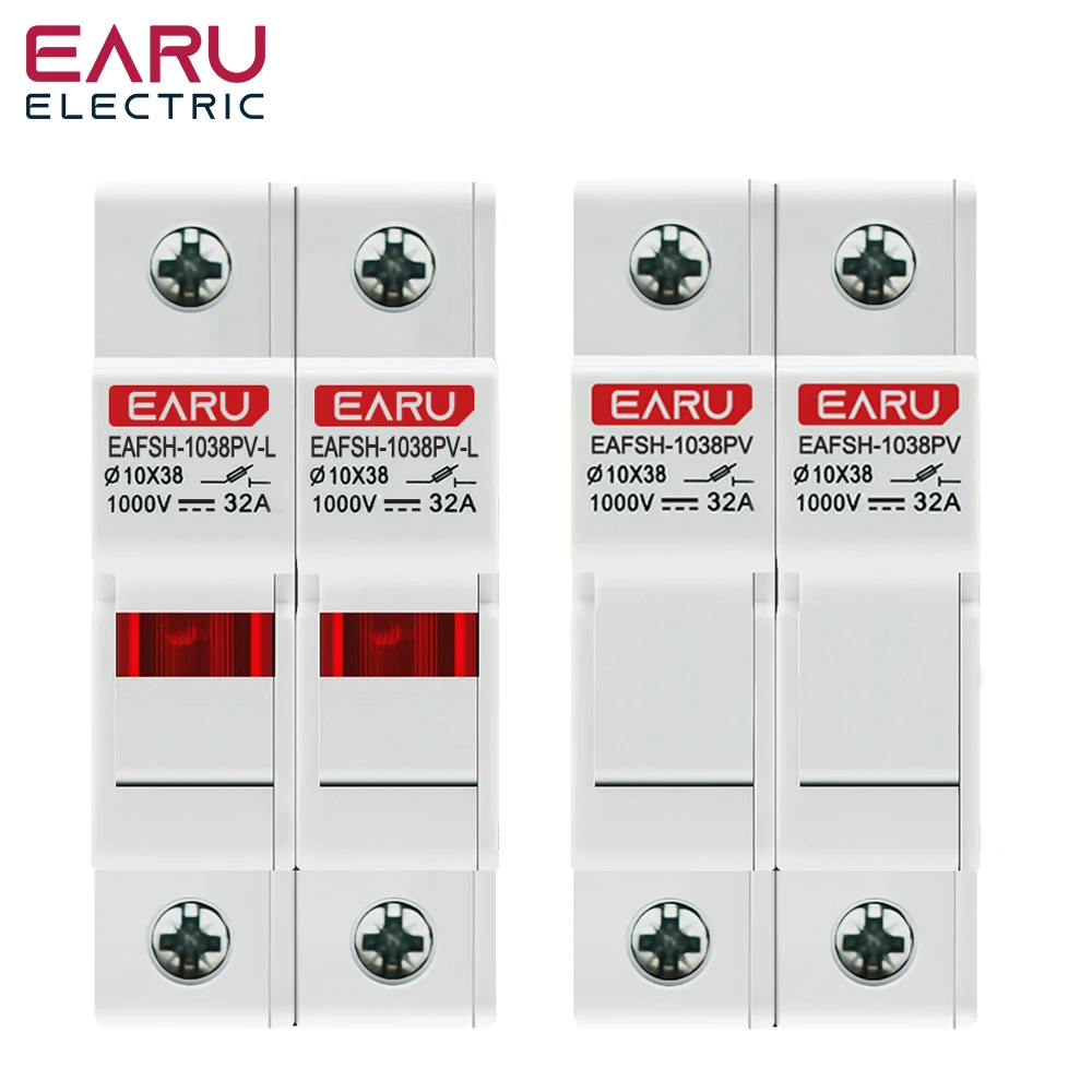 One Set 2P Parallel DC Fuse Holder 10*38mm High Voltage Solar PV 1000V 6A-32A Base Photovoltaic System Protection Protector gpV