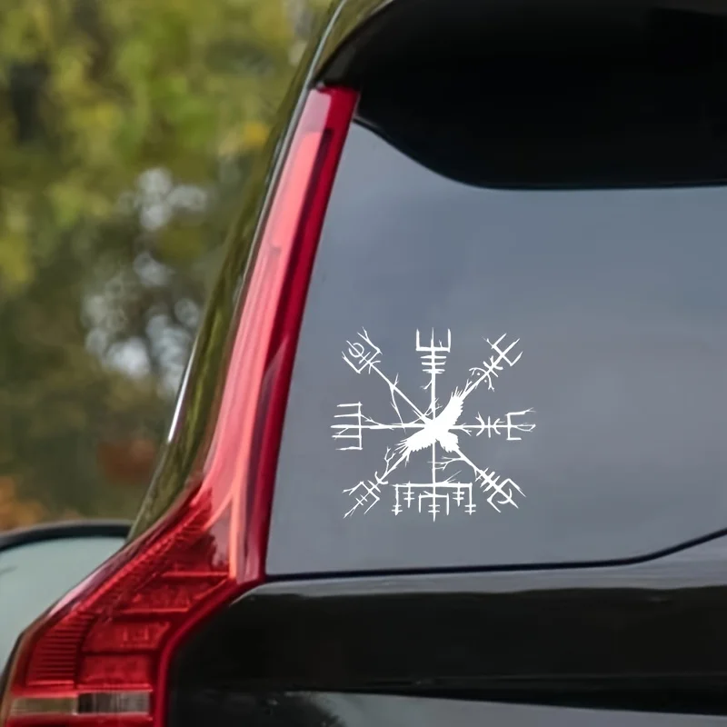 1pc Creative Viking Compass with Raven Car Sticker For Bumper Decor Fun Vinyl Car-Styling Car Sticker Decals Decor