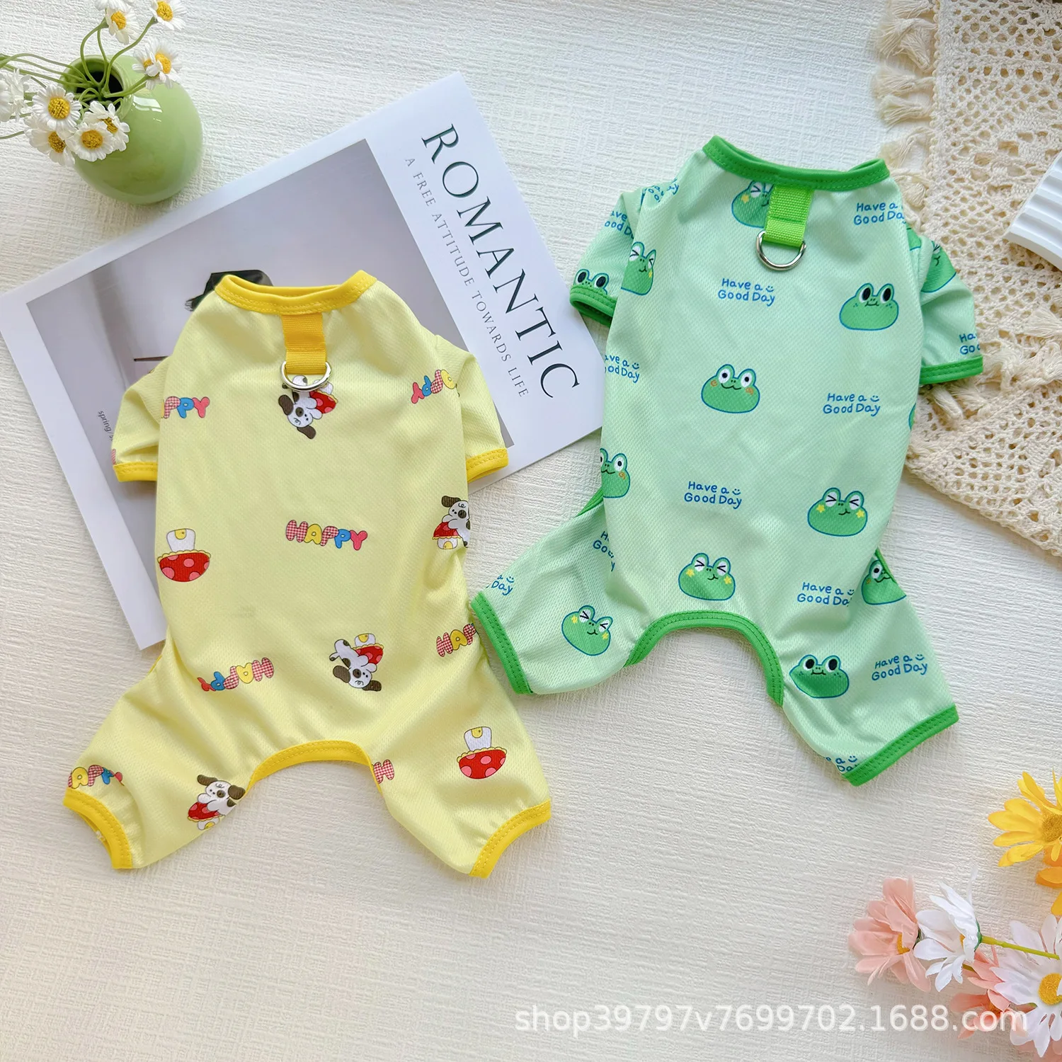 

Dog Clothes Pet Dog Jumpsuits Vest Spring Summer Clothes for Teddy French Bulldog Pet T-Shirt Dog Costume Soft Pullover Suit