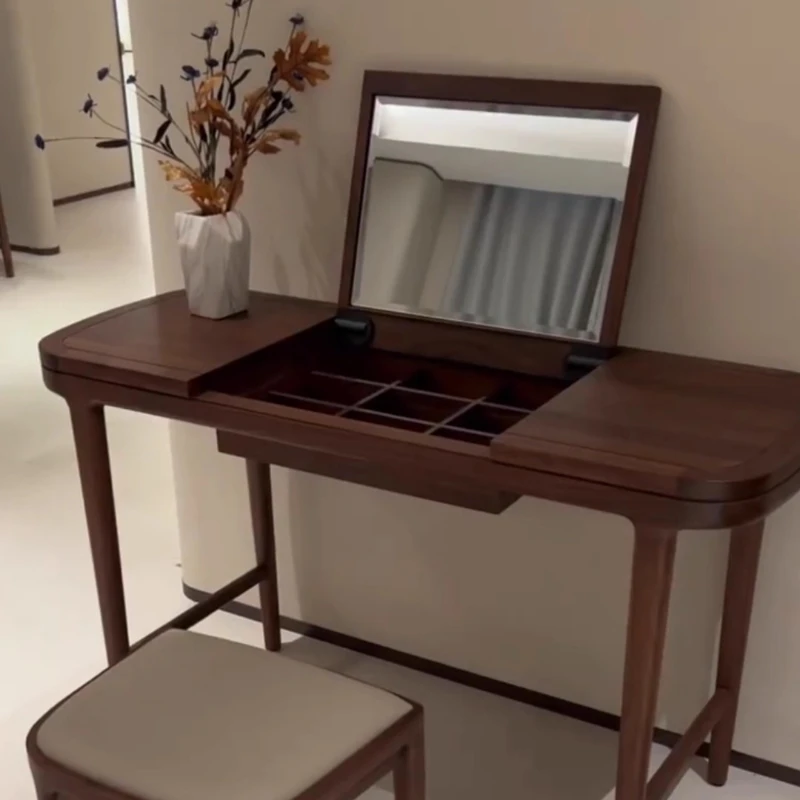 

North American black walnut modern high-end solid wood dresser, villa bed and breakfast paint-free makeup table with dressing