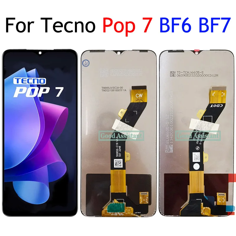 6.6 بوصة أسود لـ Tecno Pop 7 Pop7 BF6 BF7 شاشة LCD تعمل باللمس محول الأرقام لوحة الجمعية استبدال/مع الإطار