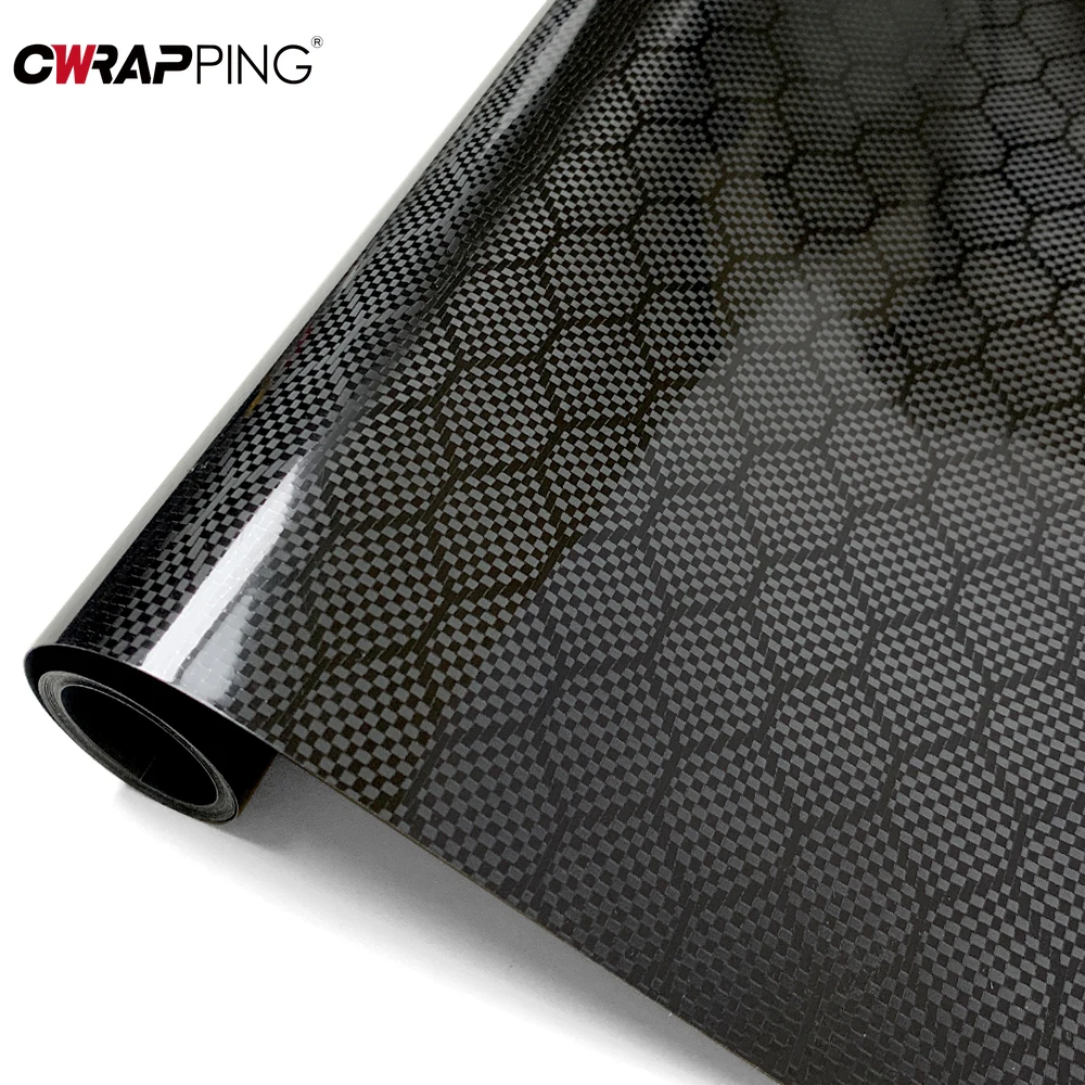 Carbon Faser Auto Aufkleber Glänzend Schwarz Diamant Geschmiedet Carbon Vinyl Wrap Film Selbstklebende Wasserdichte Aufkleber Auto Zubehör