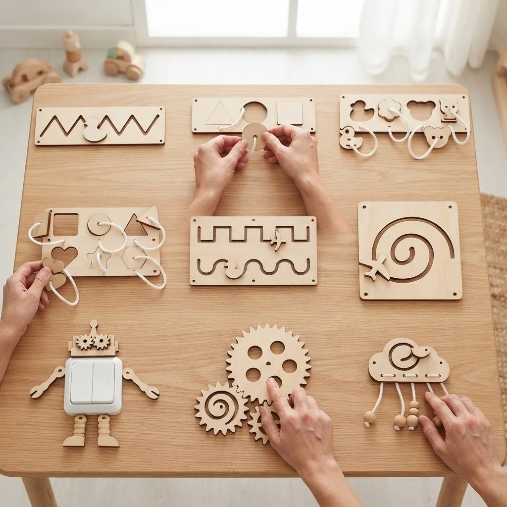 Montessori Busy Board Accessories DIY Activity Board Parts Button Switch Motor Kit Educational Learning Toy Fine Motor Skills