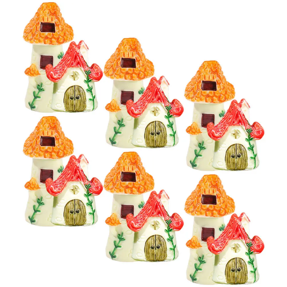 

12Pcs Resin Miniature Tile-Roofed Houses Realistic Micro Landscape Decoration Garden Terrarium DIY Mini Fairy Cottage Ornaments