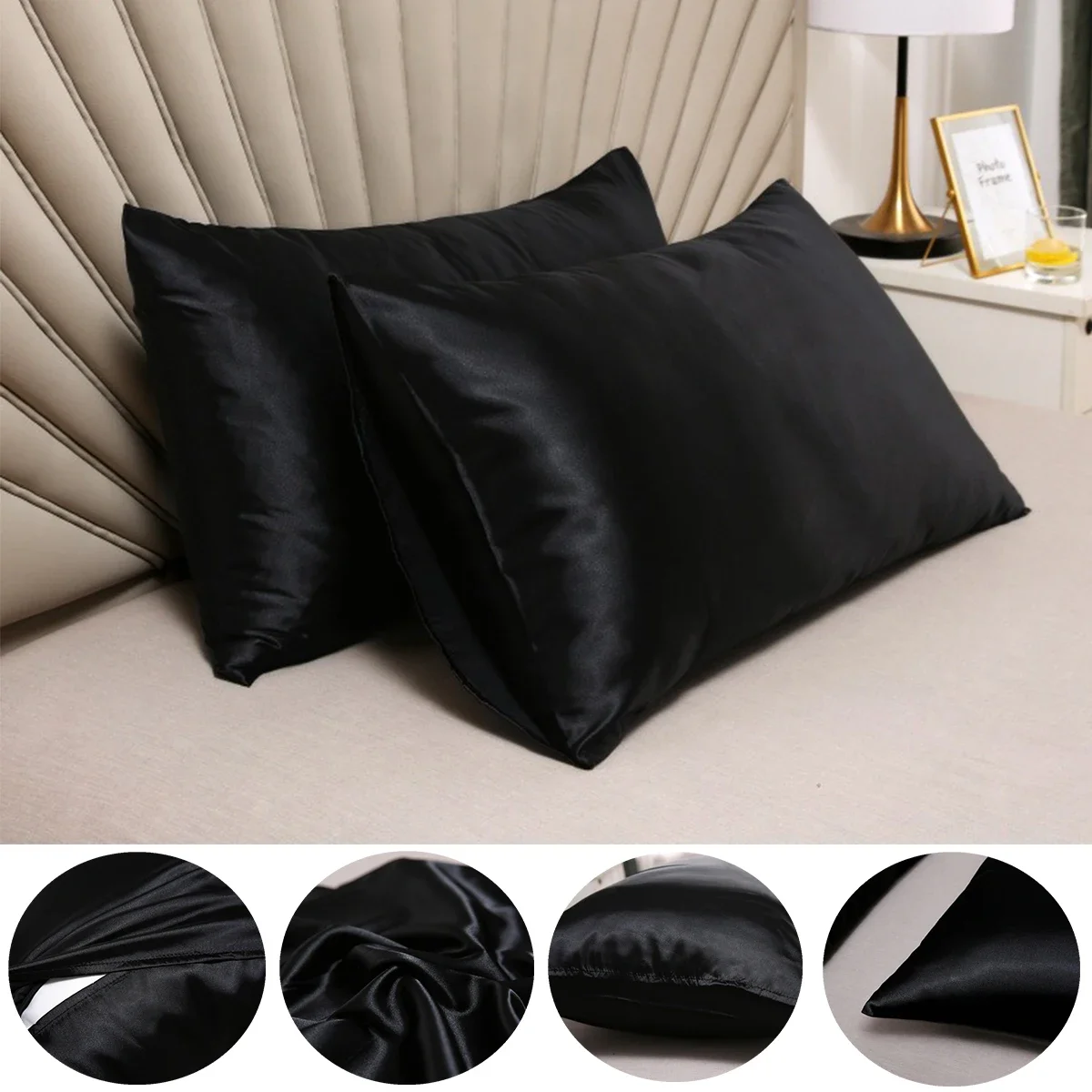 

1 PC Silk Satin Pillowcase Cover with Envelope Closure Silk Satin Ice Pillowcase, Single Person Imitation Silk Pillowcase베갯잇