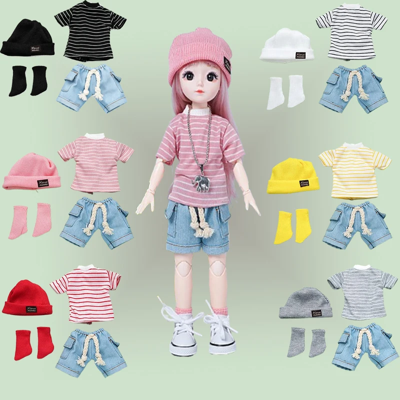 Ropa para muñecas DIY, accesorios para muñecas de moda, camiseta, pantalones cortos adecuados para muñecas gordas de 30cm (referta al tabla de tallas)