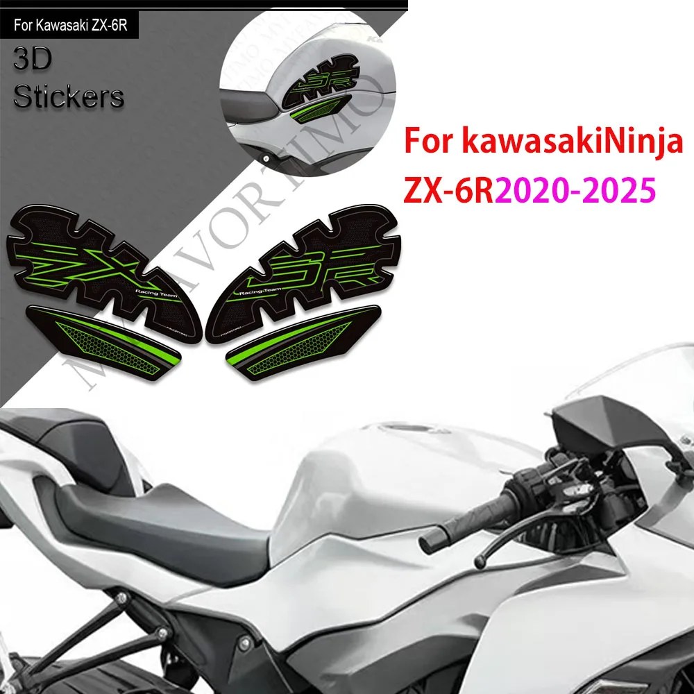 

For kawasaki Ninja ZX-6R ZX6R ZX 6R Motorcycle Tank Protector Pad Grips Gas Fuel Oil Kit Knee Stickers Decals 2020 - 2025