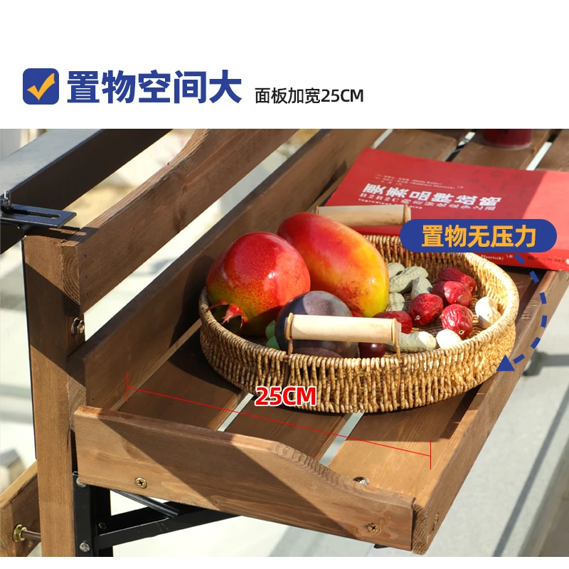 Foldable small apartment balcony railing preservative wood hanging table wooden hanging window sill leisure creative bar table