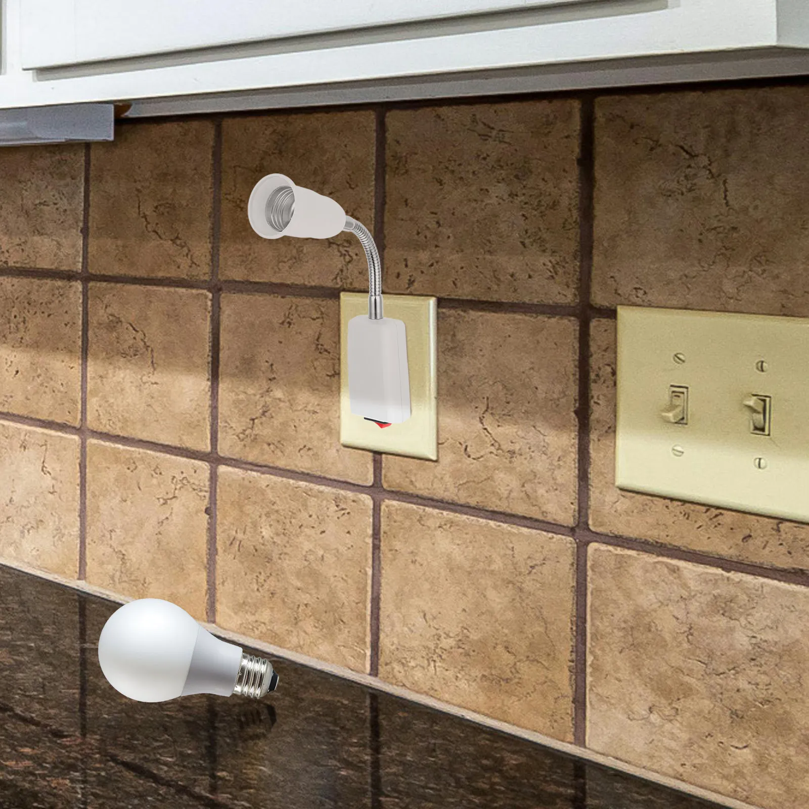 Outdoor Lighting Socket - อะแดปเตอร์ขั้วหลอดไฟ E27 พร้อมสวิตช์ปรับทิศทางแสง สามารถปรับมุมได้ เหมาะสำหรับใช้ทั้งภายในและภายนอกอาคาร