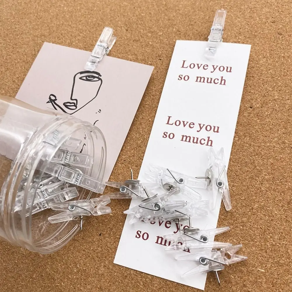 20 قطعة/صندوق ديكور المنزل مشبك شفاف صغير دبابيس ضغط الإبداعية البلاستيك الإبهام المسامير DIY بها بنفسك مع صندوق ترصيع الزخرفية Corkboard #2