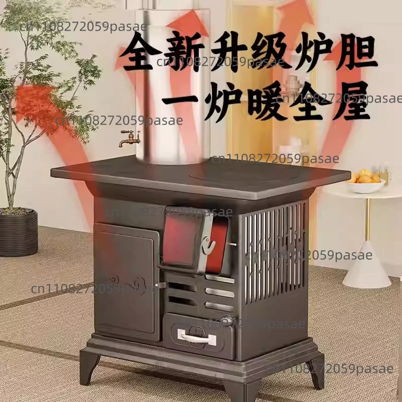 Rural Wood-Fired Heater: Dual-Fuel (Wood/Coal) Smokeless Stove for Home Use—New Indoor Heater for Winter