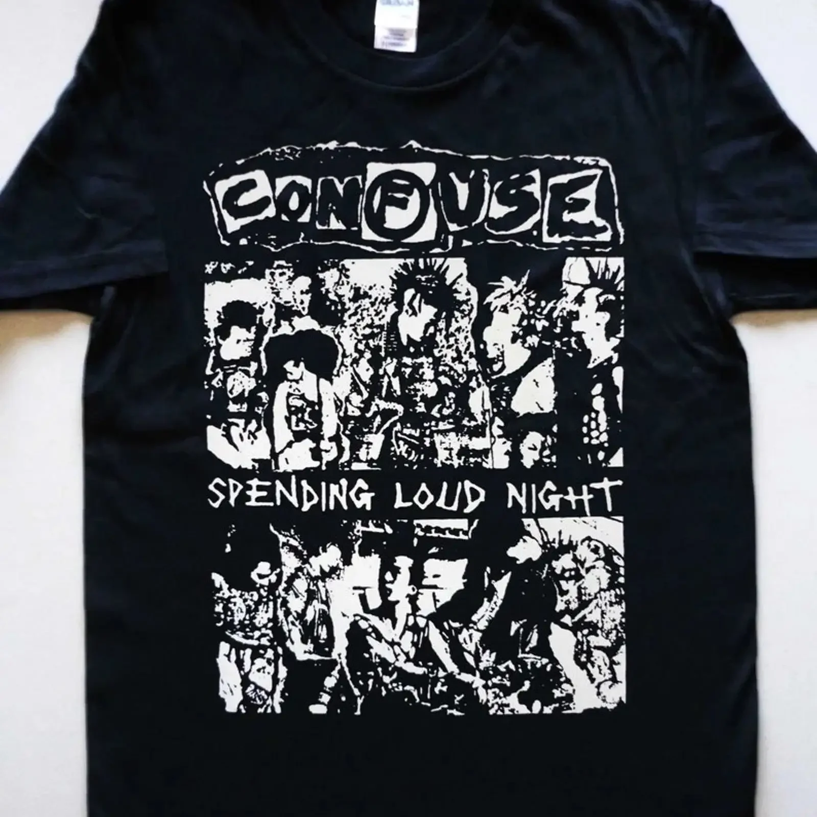 CONFUSE Spending Loud Night T Shirt Gai Janky Gees Noise Punk Hardcore UK HC vintage Washed Slightly Soft graphic fashion