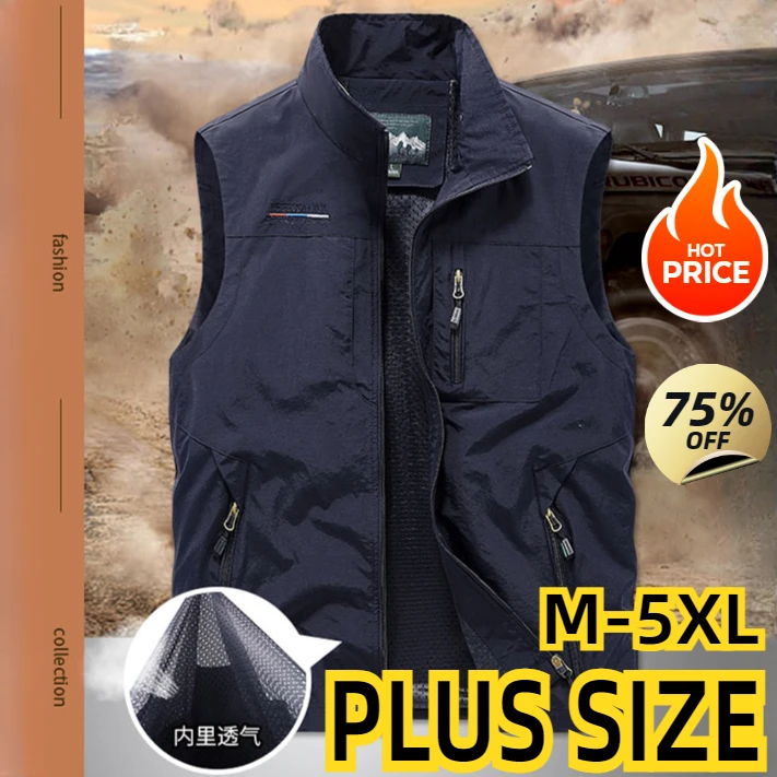 Chaqueta de talla grande, abrigo de cintura, chaleco de verano para hombre, Parka militar táctica, ropa de trabajo de talla grande para hombre, chalecos de caza, M-5XL de pesca