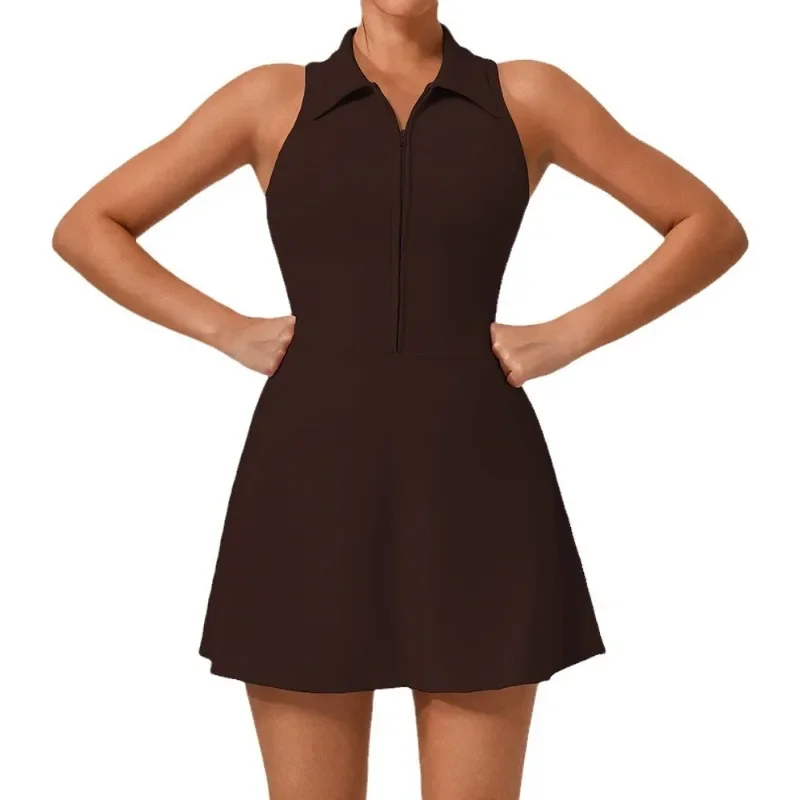 

Новое летнее облегающее спортивное платье с высокой талией, женская теннисная юбка для бега, гольфа, одежда для фитнеса, костюм с лацканами