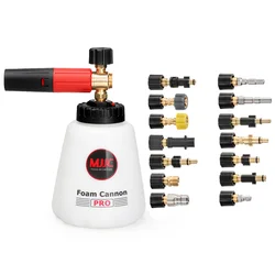 MJJC PRO 2.0 Snow Foam Lance 1.2L High Pressure Car Washer Compatible Varies Adapters Big Mouth Anti-Leak Bottle Foam Gun Cannon