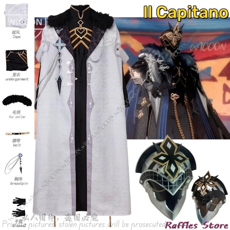 

Il Capitano New Cosplay Costume Anime Game Mask Genshin Impact Fatui Snezhnaya Halloween Costume Party Woman Man Comic-Con