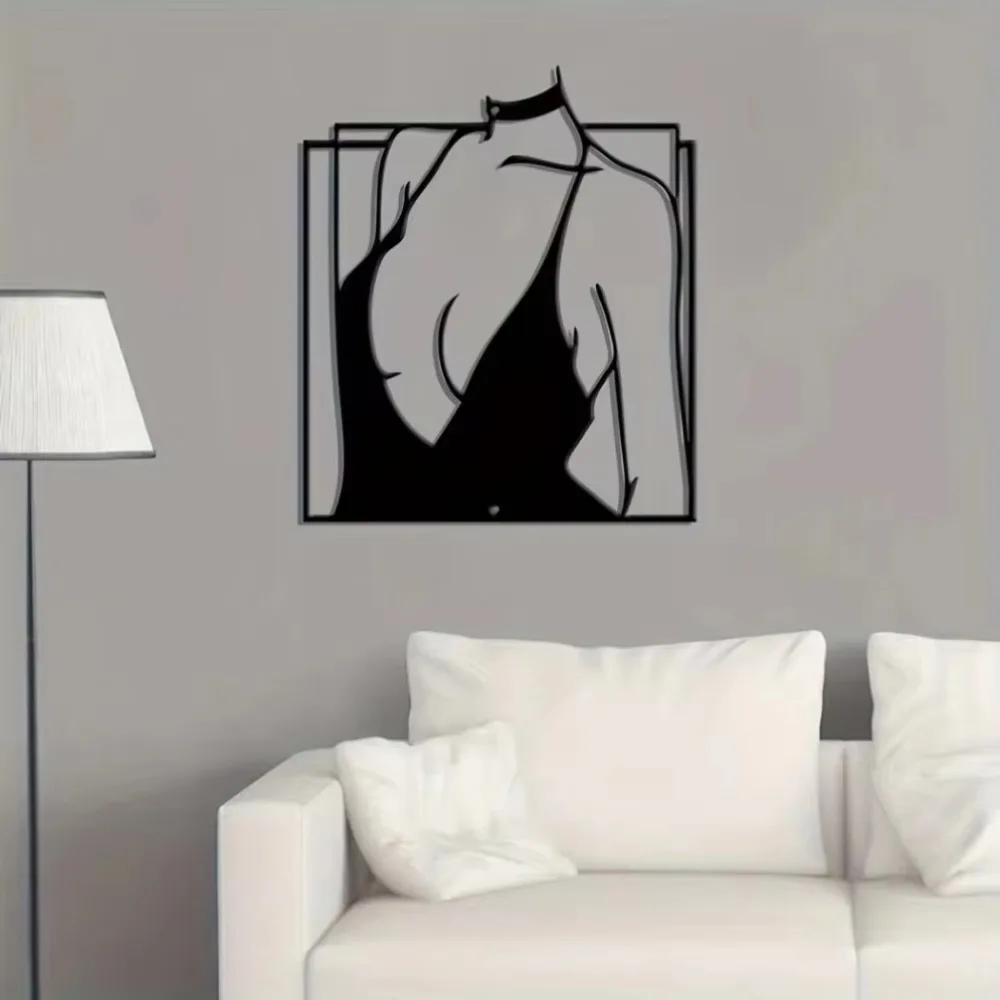 CIFBUY Modern Abstract Female Line Art Metal Wall Decor, Woman Silhouette Hanging Art for Living Room & Bedroom