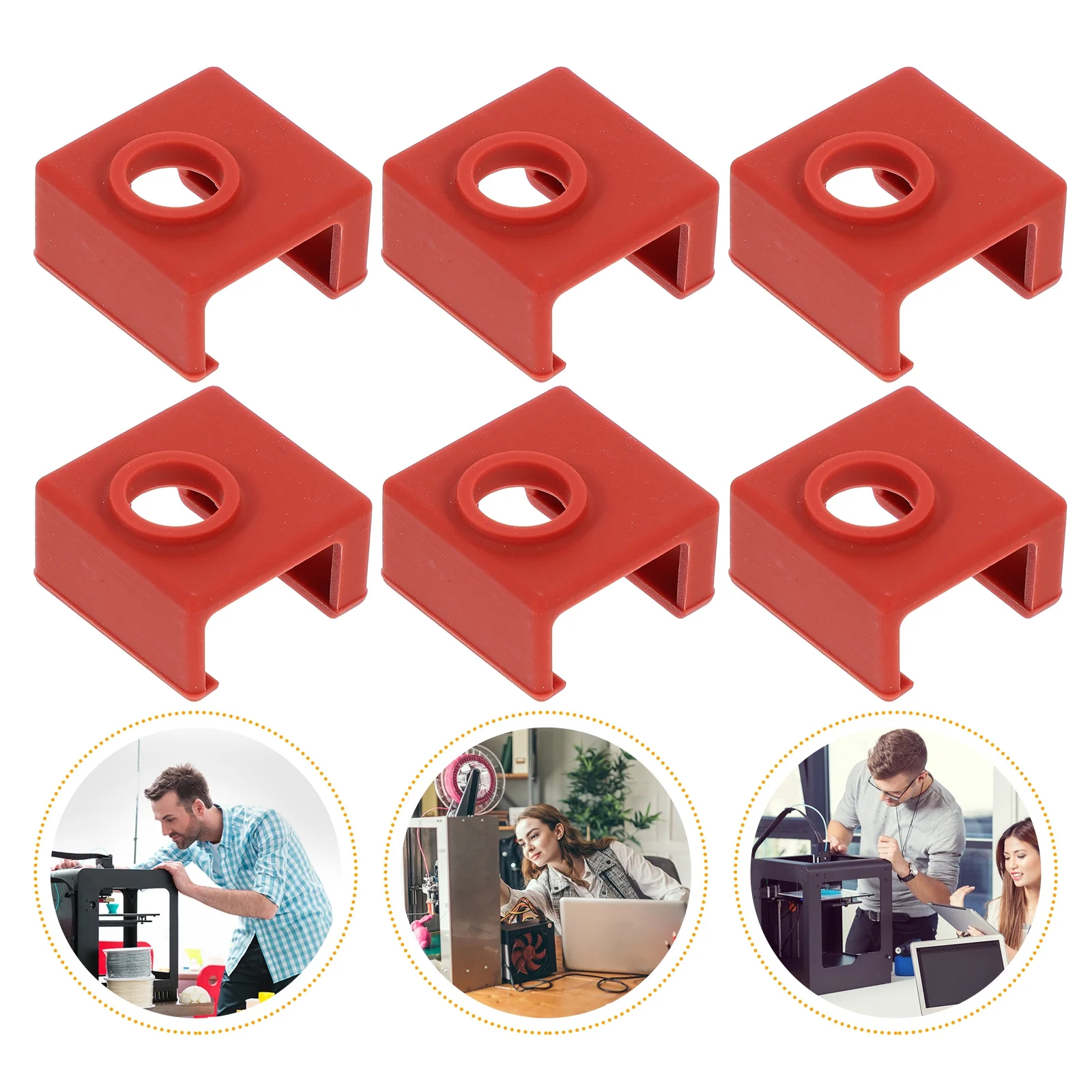 

6Pcs 3D Printer Heating Block Silicone Cover Case Extruder Accessories Prevent Wind Heat Retention High Temperature Print