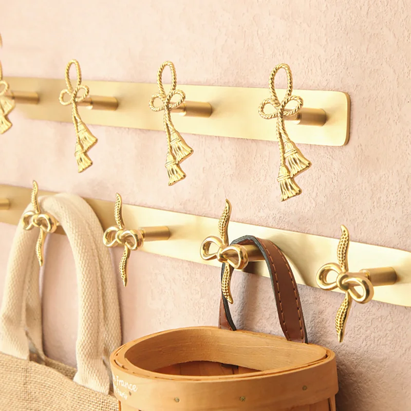 

Brass Door Hanger Entrance Wall Hanging Storage Creative Coat Rack Long Bow Cabinet Multipurpose Hanger Towels Rrack Home Decor