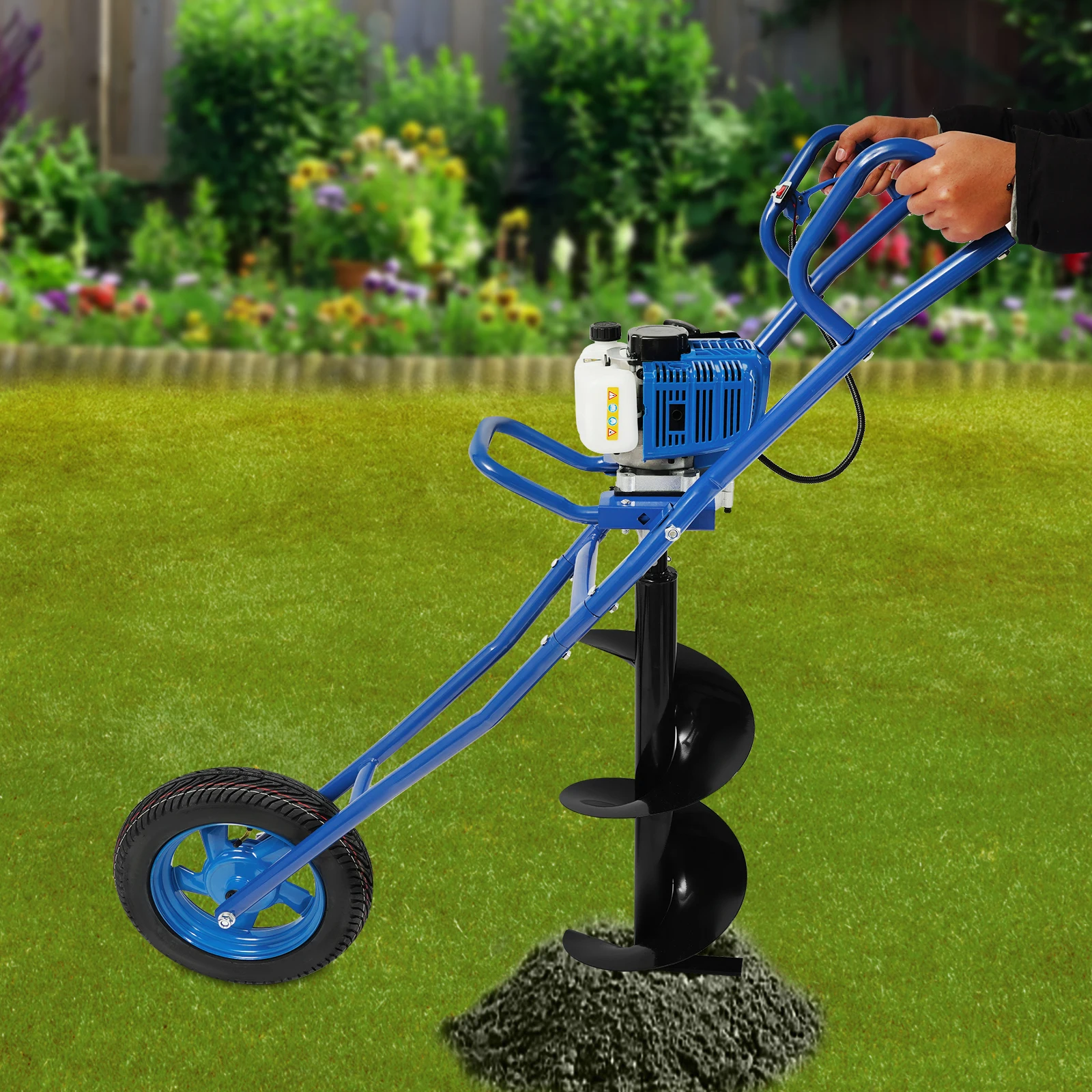 52CC 1.46KW Earth Drill with Wheel Auger Bit Portable for Fence Post Planting Excavation Projects