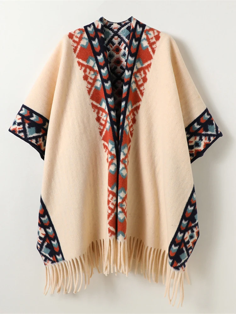 

Зимний женский шарф, многослойное пончо, элегантный женский ретро-бохо с принтом и кисточками, шаль, теплый шарф, Capa Para Mujer, плащ из пашмины, новый