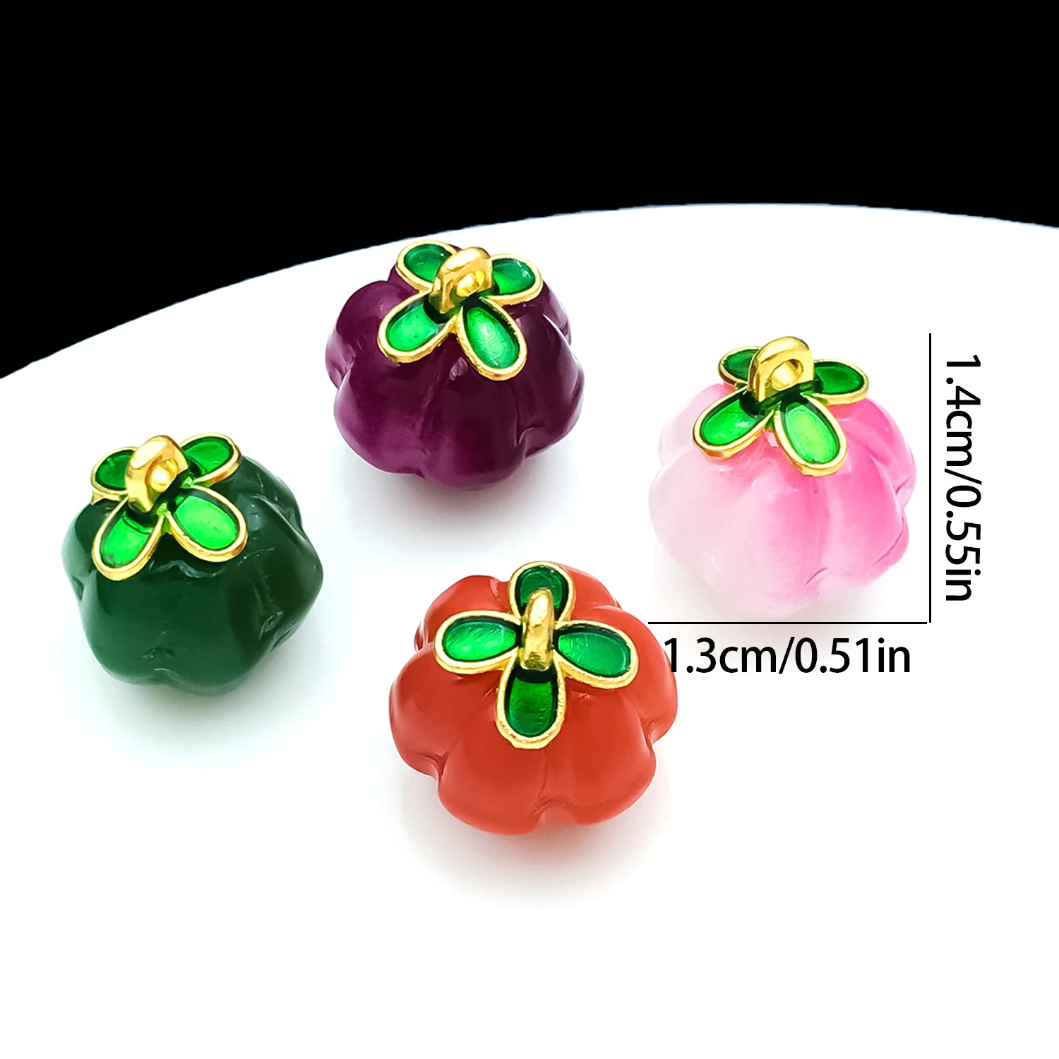 10pcs 13x14mm large glass four-leaf clover pumpkin beads charms pendant DIY earrings necklace bracelet making accessories