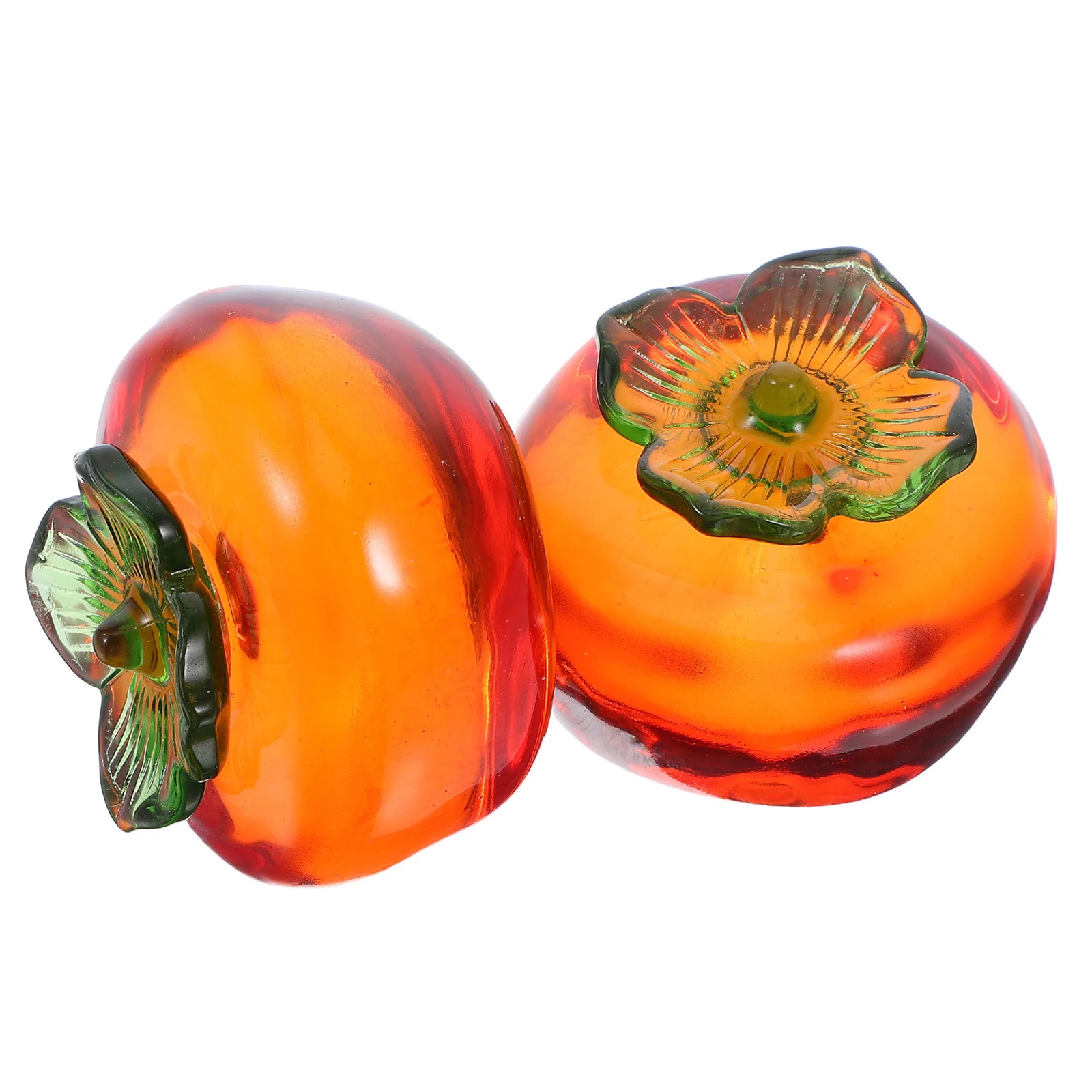 

2Pcs Realistic Persimmon Crystal Paperweight Heavy Book Weight for Calligraphy Practice Office Desktop Decor Paperweight