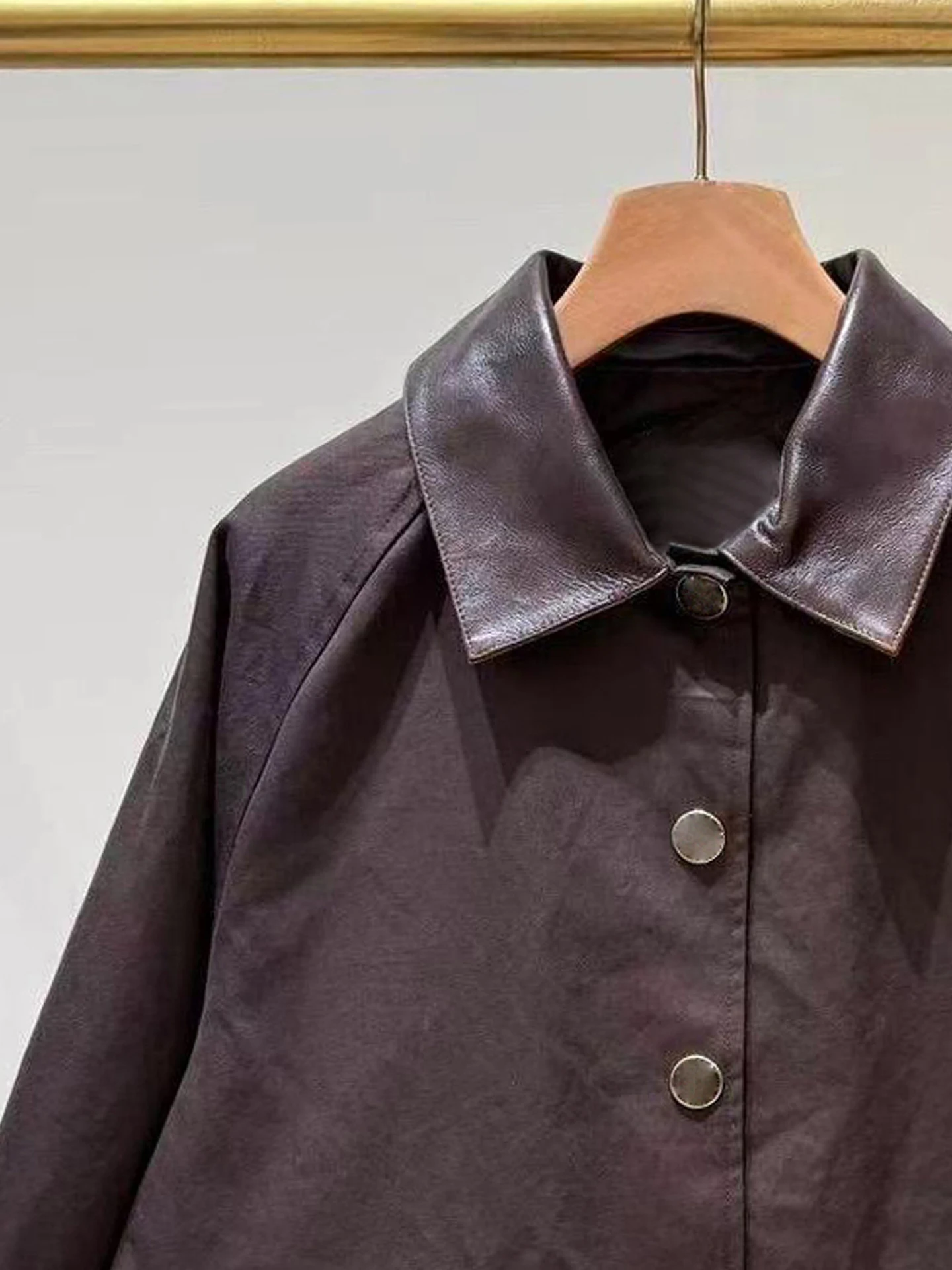 

High-End Women's Leather Jaet Stand Collar Workwear Sle Coat Autumn Winter Design Sensation S Home South Oil