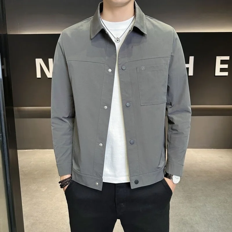 ربيع 2025 الرجال Faionable عادية طوق Jaet معطف Sli تنوعا الترفيه الأعلى العصرية Haome ملابس للرجال العلوي