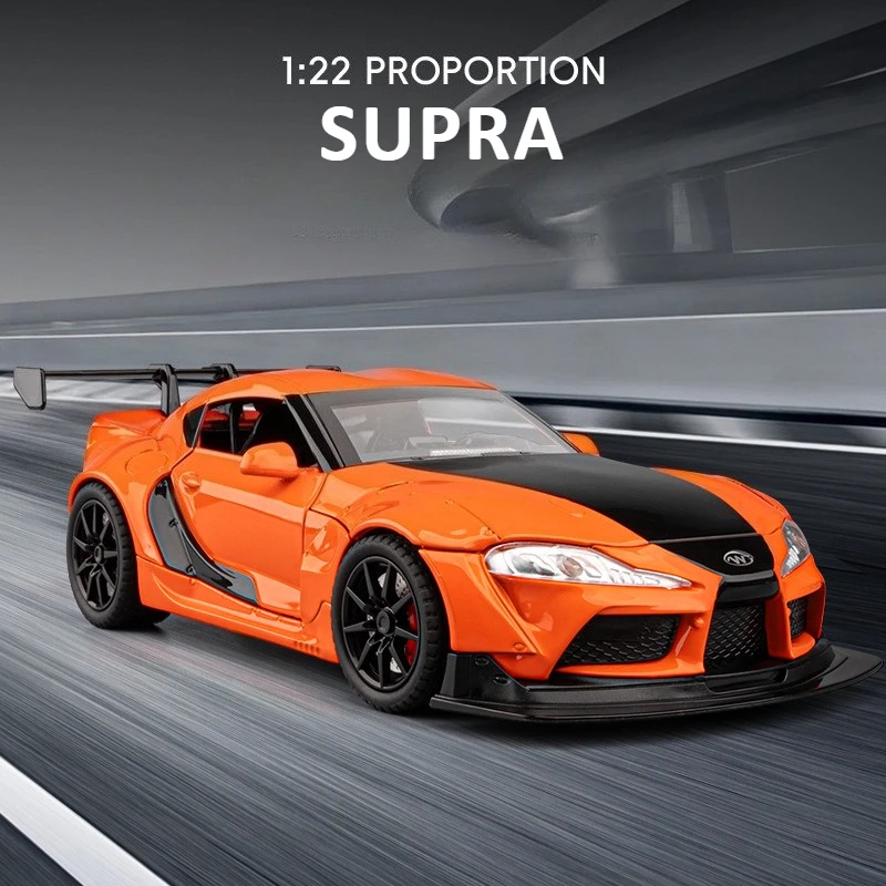 

1:22 Supra Спортивный автомобиль Модели игрушечных автомобилей из сплава, литой под давлением звук, свет, двери, открытый орнамент с откатным механизмом, модель автомобилей для детей, подарки