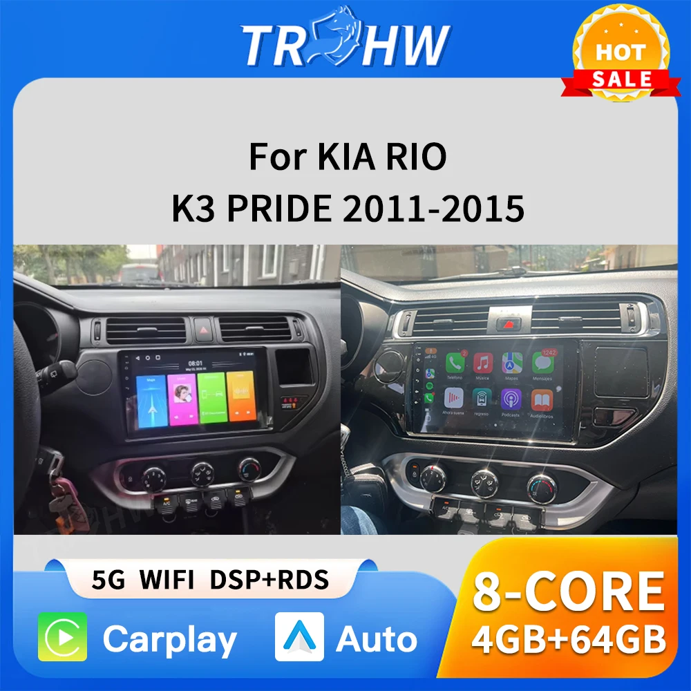 

Carplay Auto For Kia RIO 4 K3 2011 2012 2013 - 2017 Car Radio Multimedia Video Player Navigation GPS No 2Din 2 Din