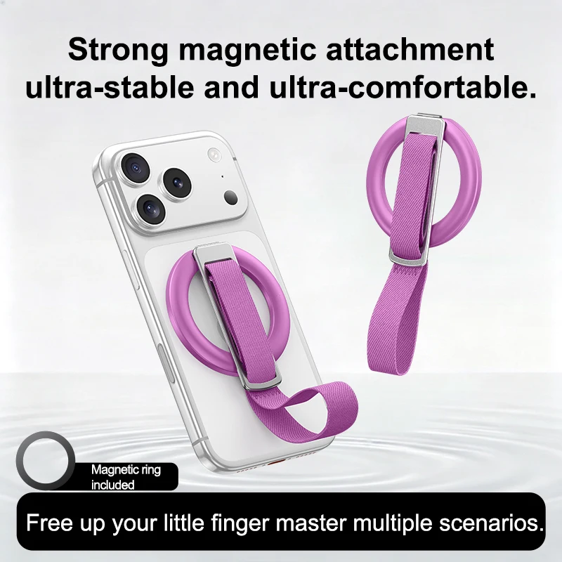 Mobile Phone Holder Bracket MagSafe Magnetic Folding Phone Grip Weaving Wrist strap portable Finger Phone Ring Holder Rotation