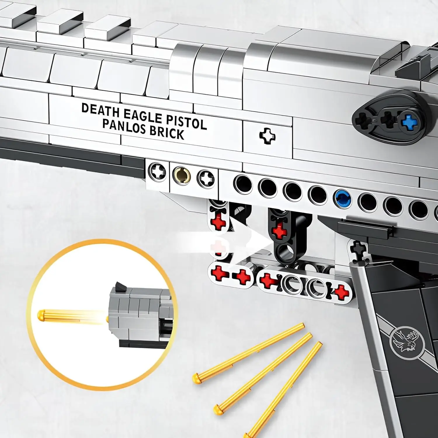 Technik デザートイーグルピストルビルディングブロック、射撃機能付き銃モデル構築キット、マシンガンミリタリービルディングセット