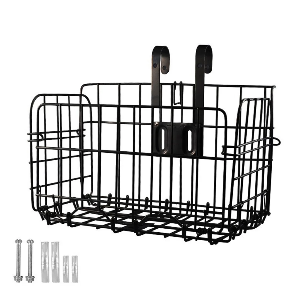 AliExpress alloet Quick Release Foldable Bikes Front Rear Baskets Metal Wire Hanging Basket with Hook for Ebike Mountain Bikes Outdoor Cycling ﻿