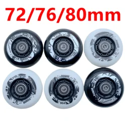 Inline skate wheel skate wheel black white PU wheel 85A 90A 72mm 76mm 80mm wheel thickness 24mm 8wheels/lot