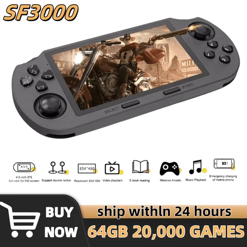 SF3000 레트로 핸드 헬드 비디오 게임 콘솔 Linux 시스템 4.5 인치 854*480 IPS 스크린 3000mAh 휴대용 포켓 비디오 플레이어 게임