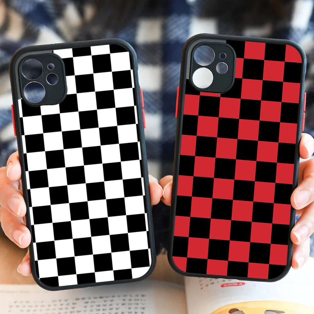 GYKZ Checkerboard Plaid Checked Checkered Phone Case For NEW iPhone 11 12 13 Pro XS MAX XR X 7 8 6 Plus SE Silicone Cover Fundas