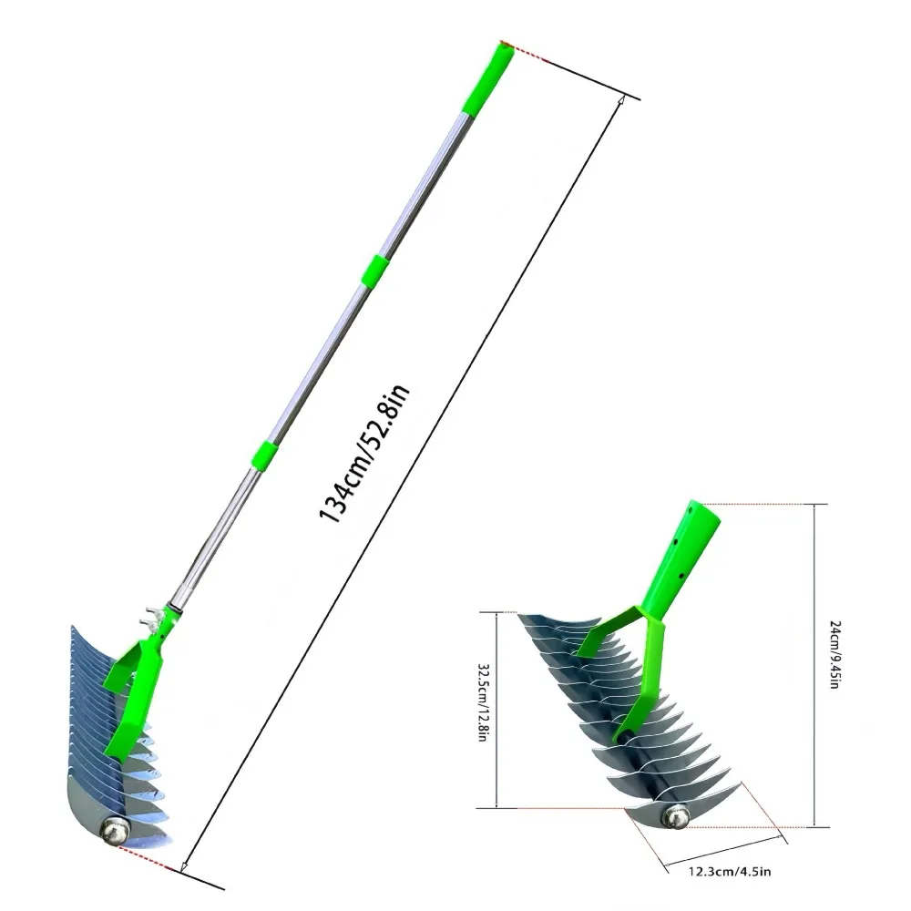 

Stainless Steel Detachable Lawn Thatch Rake Durable Removable Couch Grass Rake Combs Turf Versatile Thatch Rake Outdoor Farm