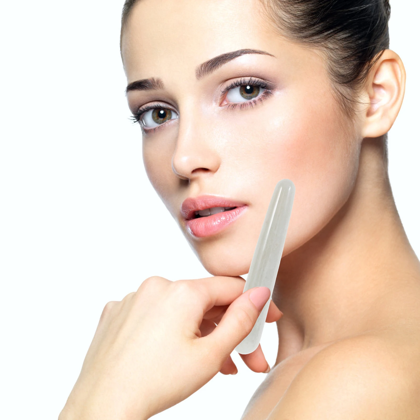 

Нефритовый валик для лица ручной работы, стеклянный нефритовый гладкий инструмент для массажа лица, легкий портативный инструмент для лица, отечности, боли в мигрене