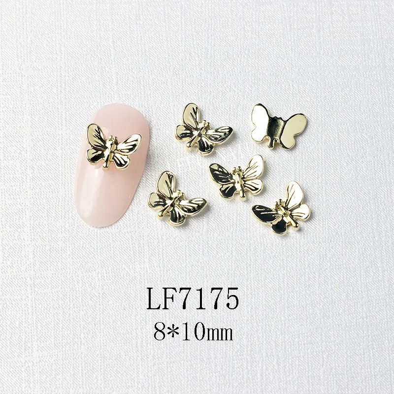 10Pcs Gold/Silber Multi-Designs Nail art Schmuck Charms Weiß/AB Kristall Strass 3D Schmetterling Geformt legierung Nagel Zubehör – Detail 16