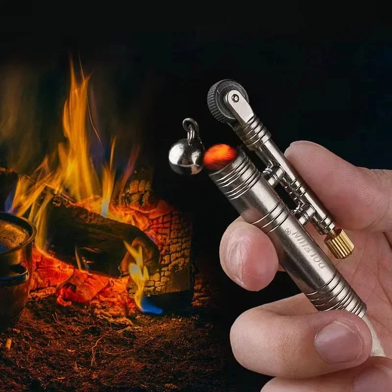 Metal Outdoor Camping Survival Stabilized Fire Source Flint Mechanical Vintage Old Fashioned Flint Lighter Men\'s Creative Gadget