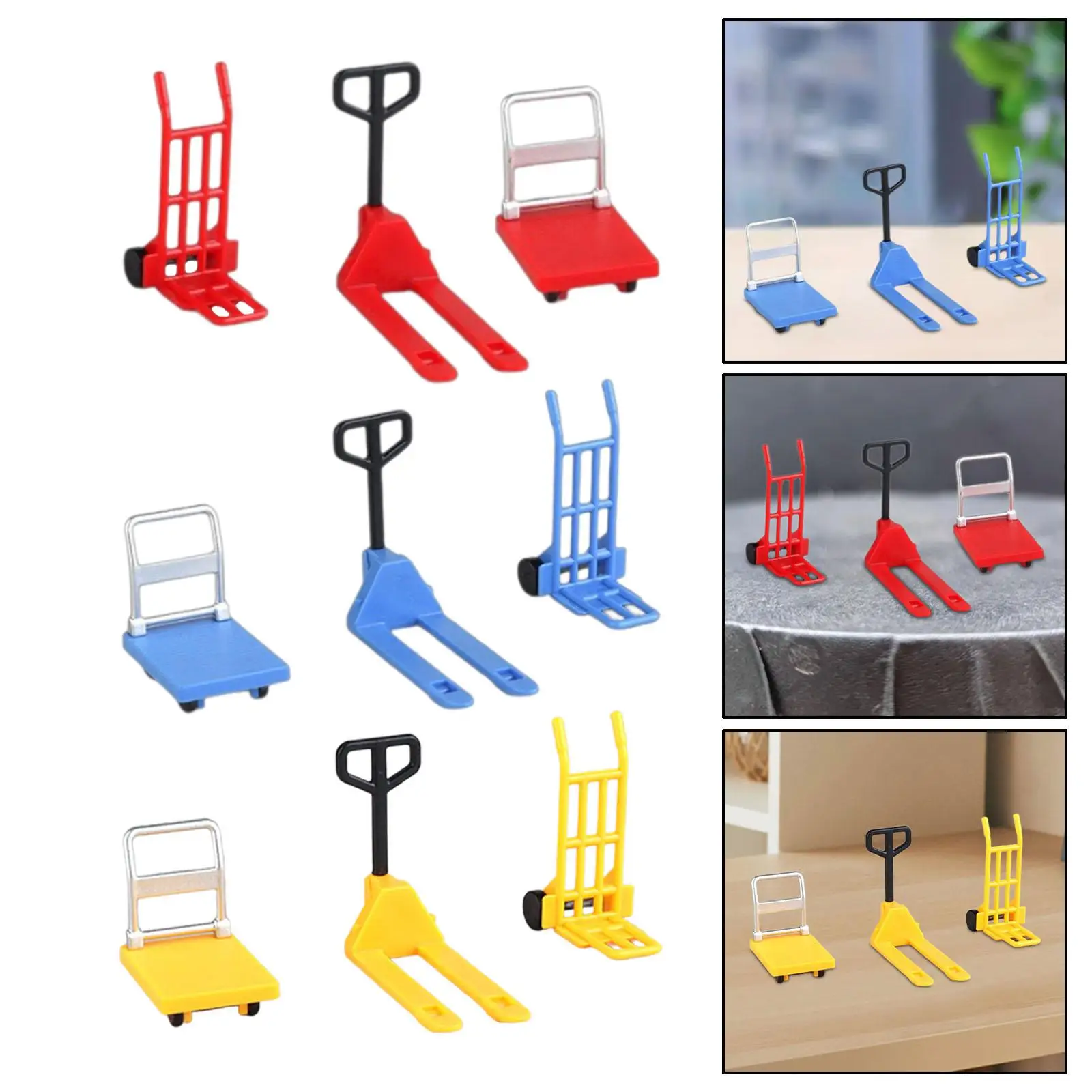 Dollhouse Miniature Models 1:12 Scale 1 Set Small Pushcart Moving Tools Miniature Traffic Toys for Sandtable Scene Decor Outdoor