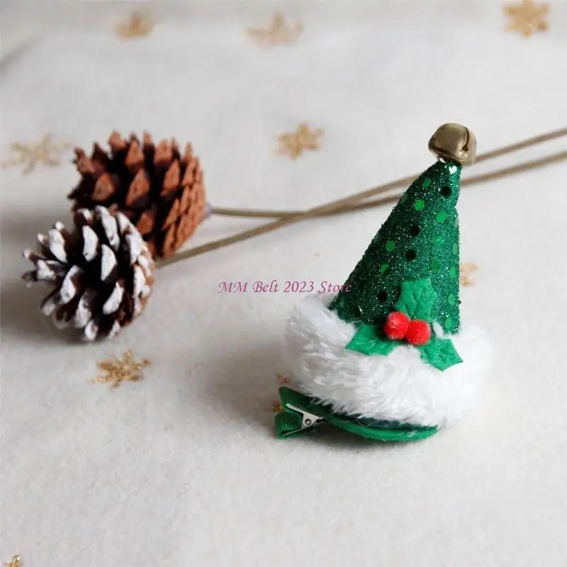 

49ME Рождественская шапка, заколка для волос, плюшевая шапка Санта-Клауса, головной убор, заколка для шляпы Санта-Клауса с